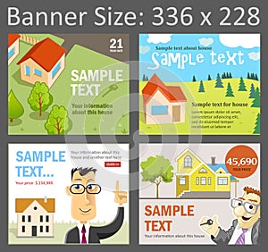 Set of vector pictures for banner design.