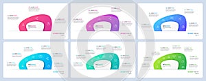 Set of vector pie chart infographic templates in the form of abstract shape. 3 4 5 6 7 8 parts