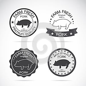 Set of vector pig label