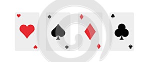 Set of vector playing card. Colection of four aces. Poker playing cards isolated on white background.