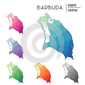 Set of vector polygonal Barbuda maps filled with.