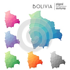 Set of vector polygonal Bolivia maps.