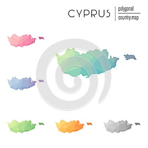 Set of vector polygonal Cyprus maps.