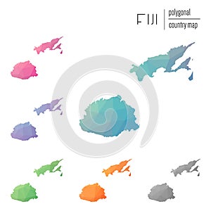 Set of vector polygonal Fiji maps.