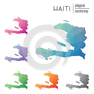 Set of vector polygonal Haiti maps.