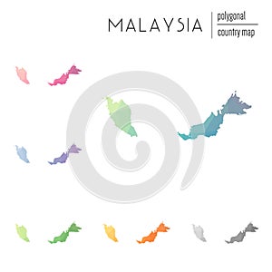 Set of vector polygonal Malaysia maps.