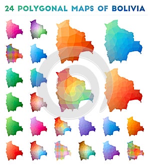 Set of vector polygonal maps of Bolivia.