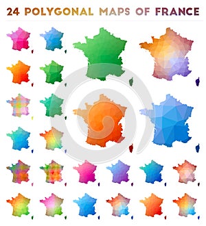 Set of vector polygonal maps of France.