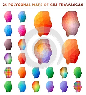 Set of vector polygonal maps of Gili Trawangan.