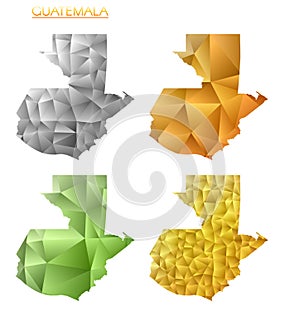 Set of vector polygonal maps of Guatemala.