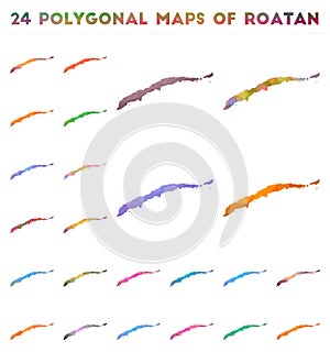 Set of vector polygonal maps of Roatan.