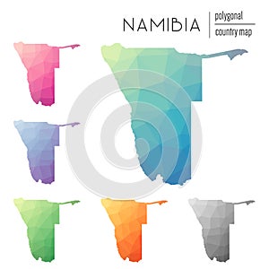 Set of vector polygonal Namibia maps.