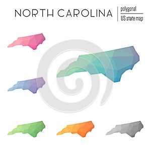 Set of vector polygonal North Carolina maps.