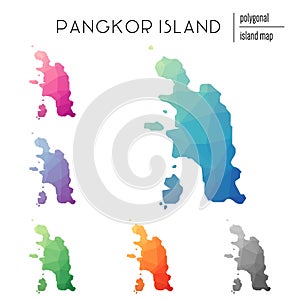 Set of vector polygonal Pangkor Island maps.