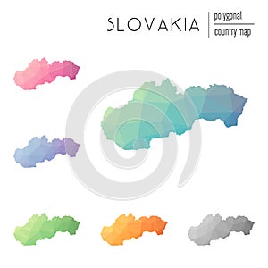 Set of vector polygonal Slovakia maps.