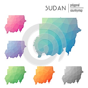 Set of vector polygonal Sudan maps.