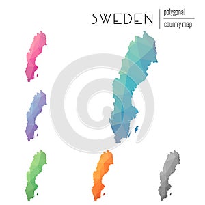 Set of vector polygonal Sweden maps.