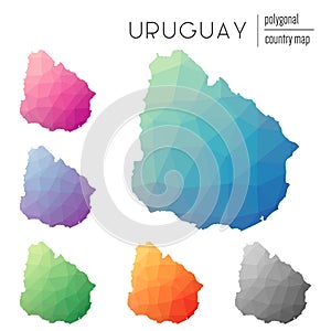 Set of vector polygonal Uruguay maps.