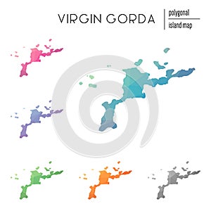 Set of vector polygonal Virgin Gorda maps filled.