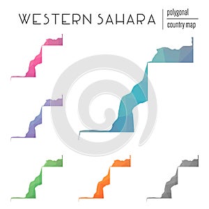 Set of vector polygonal Western Sahara maps.