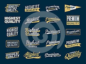 Set of vector premium and highest quality stickers