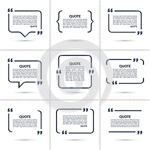 Set of vector quote templates on white background