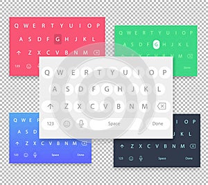 Set of vector qwerty mobile keyboards. Vector keys.