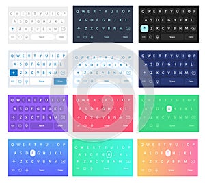 Set of vector qwerty mobile keyboards. Vector keys.