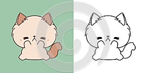 Set Vector Rabbit Multicolored and Black and White. Kawaii Clip Art Kitty. Cute Vector Illustration of a Kawaii Pet for