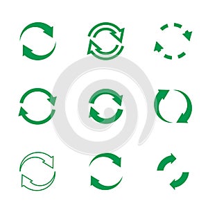 Set of vector refresh and recycling arrows for web. COLLECTION OF ICONS