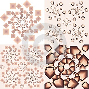 Set Of Vector Repeating Patterns, Fractals In Retro Colors