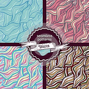 Set of vector seamless abstract hand-drawn patterns.