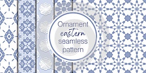 Set of vector seamless border in Eastern style. Ornate element for design on moroccan style. Ramadan kareem pattern. Luxury