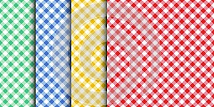 Set of vector seamless classic table cloth textures with diagonal lines