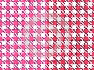 Set Vector Seamless pattern. Wide cell horizontal background pink and red table cloth in a cage. Abstract checkered backdrop.