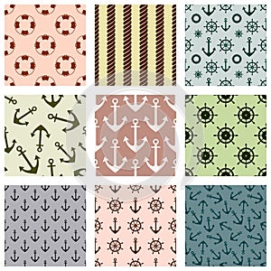 Set of vector seamless patterns with anchor