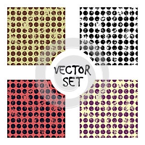 Set of vector seamless patterns Creative geometric backgrounds with lines, diagonal, circles, dots.Texture with attrition, cracks