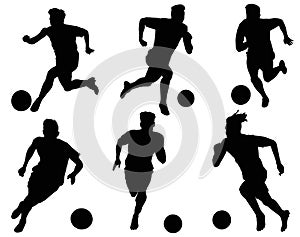 A set of vector set of football, soccer players. Vector Iluustration