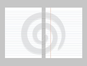 Set of vector sheets of lined paper . Isolated