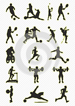Set of vector silhouettes of people in sports