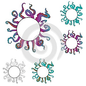 Set of vector sketch cartoon octopus tentacles photo