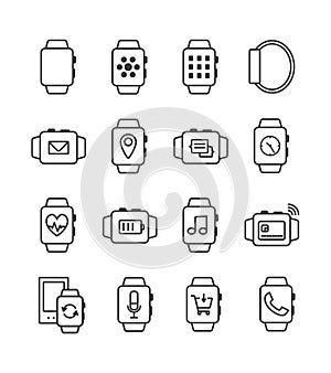 Set of vector smart watch icons. Smartwatches