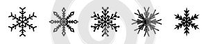 Set of vector snowflake icons isolated on a white background