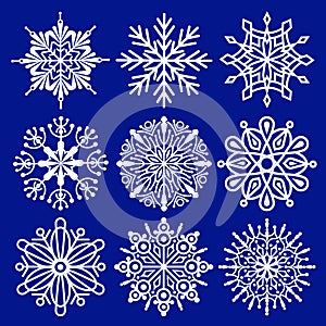 Set of vector snowflakes. photo