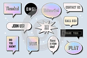 Set of vector speech bubble or talk icon. Vector