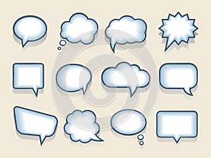 Set of vector speech or thought bubbles photo