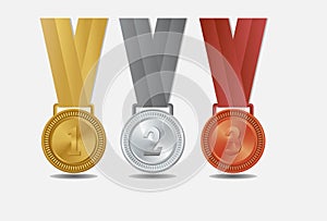 Set vector sports awards gold, silver and bronze medal.