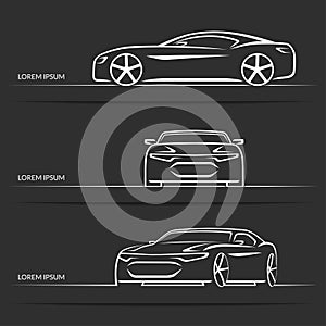 Set of vector sports car silhouettes