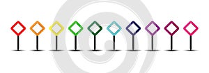 Set of vector square map pointers. Stock illustration for sites and applications