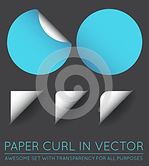 Set of Vector Stickers with Paper Curl